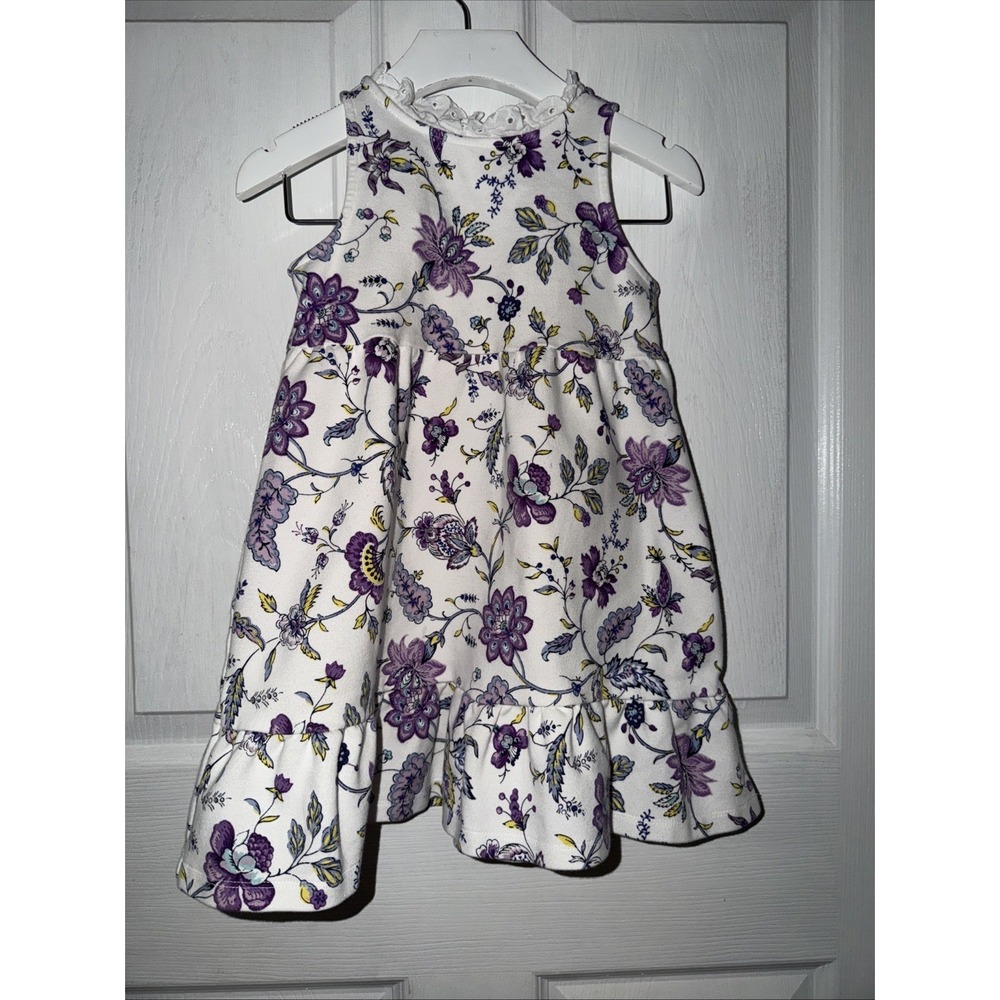Janie & Jack Floral Ponte Dress White‎ Multi Size 5 Sleeveless Cotton Blend